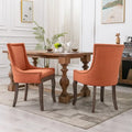 Lot de 2 chaises de salle à manger vintage style campagnard français – Revêtement en lin et garniture cloutée