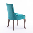 Lot de 2 chaises de salle à manger vintage style campagnard français – Revêtement en lin et garniture cloutée