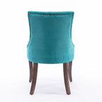 Lot de 2 chaises de salle à manger vintage style campagnard français – Revêtement en lin et garniture cloutée