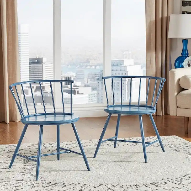 Chaise de salle à manger à barreaux en métal et bois Truman (dossier bas) – Lot de 2