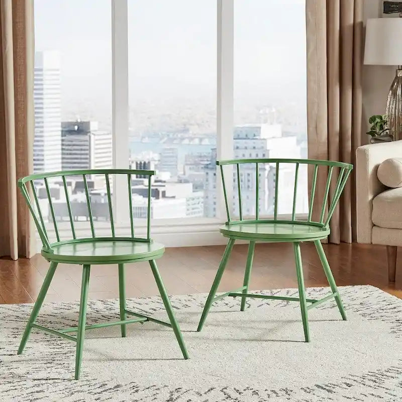 Chaise de salle à manger à barreaux en métal et bois Truman (dossier bas) – Lot de 2