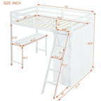 Lit mezzanine Merax avec armoire, bureau et étagères