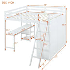 Lit mezzanine Merax avec armoire, bureau et étagères
