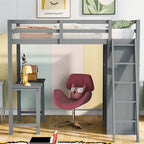 Lit mezzanine Merax avec armoire, bureau et étagères