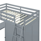Lit mezzanine Merax avec armoire, bureau et étagères