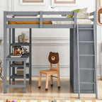 Lit mezzanine Merax avec armoire, bureau et étagères