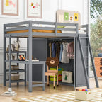 Lit mezzanine Merax avec armoire, bureau et étagères