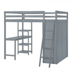 Lit mezzanine Merax avec armoire, bureau et étagères