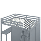 Lit mezzanine Merax avec armoire, bureau et étagères
