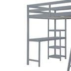 Lit mezzanine Merax avec armoire, bureau et étagères