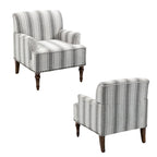 Lot de 2 fauteuils d'appoint traditionnels rembourrés à rayures pour le salon