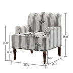 Lot de 2 fauteuils d'appoint traditionnels rembourrés à rayures pour le salon