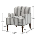 Lot de 2 fauteuils d'appoint traditionnels rembourrés à rayures pour le salon