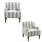 Lot de 2 fauteuils d'appoint traditionnels rembourrés à rayures pour le salon