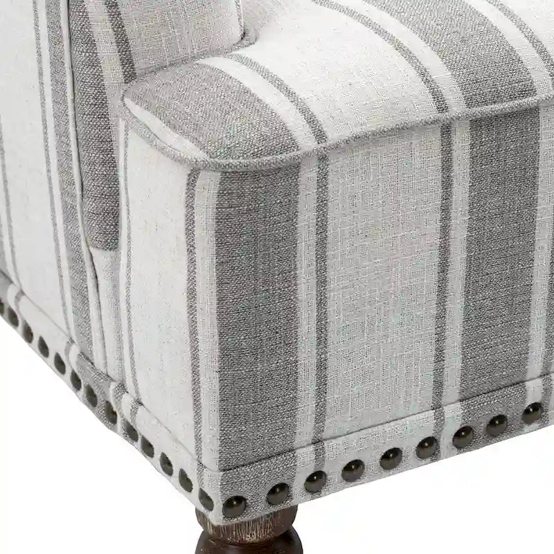 Lot de 2 fauteuils d'appoint traditionnels rembourrés à rayures pour le salon