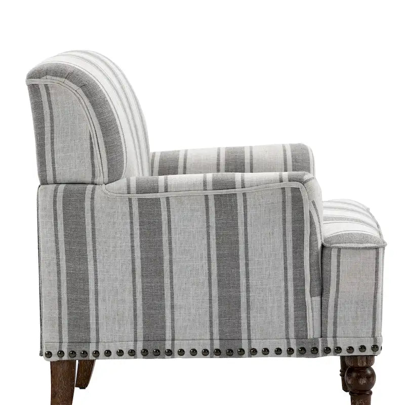 Lot de 2 fauteuils d'appoint traditionnels rembourrés à rayures pour le salon