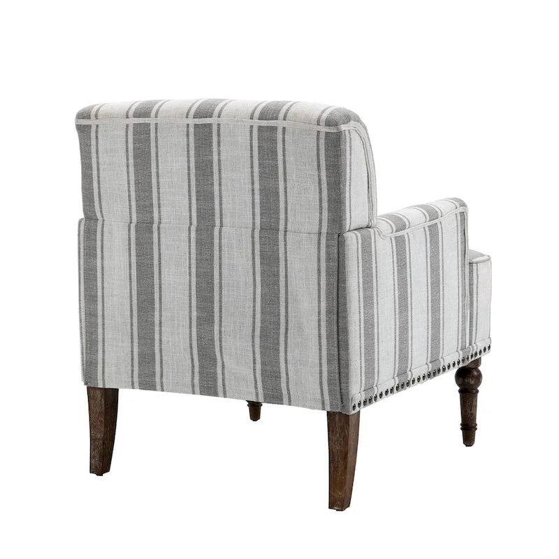 Lot de 2 fauteuils d'appoint traditionnels rembourrés à rayures pour le salon