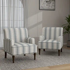 Lot de 2 fauteuils d'appoint traditionnels rembourrés à rayures pour le salon