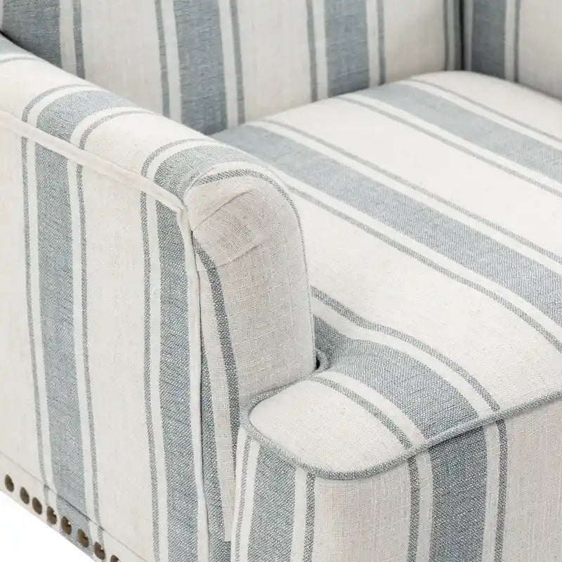 Lot de 2 fauteuils d'appoint traditionnels rembourrés à rayures pour le salon