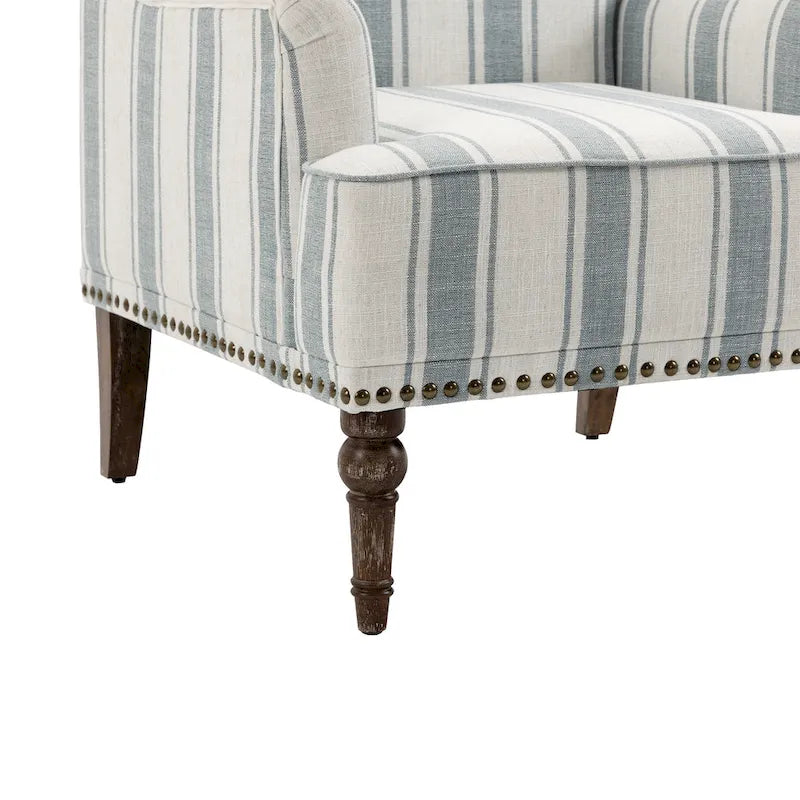 Lot de 2 fauteuils d'appoint traditionnels rembourrés à rayures pour le salon