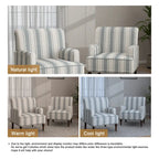 Lot de 2 fauteuils d'appoint traditionnels rembourrés à rayures pour le salon