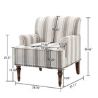 Lot de 2 fauteuils d'appoint traditionnels rembourrés à rayures pour le salon
