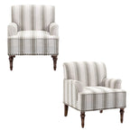 Lot de 2 fauteuils d'appoint traditionnels rembourrés à rayures pour le salon