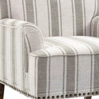 Lot de 2 fauteuils d'appoint traditionnels rembourrés à rayures pour le salon