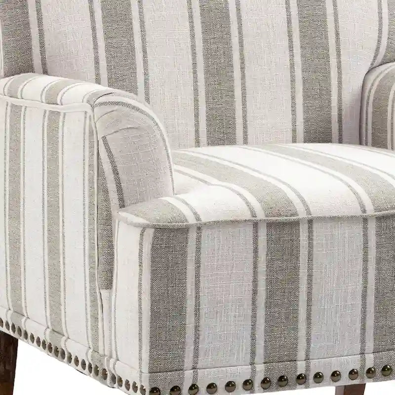Lot de 2 fauteuils d'appoint traditionnels rembourrés à rayures pour le salon