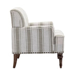 Lot de 2 fauteuils d'appoint traditionnels rembourrés à rayures pour le salon