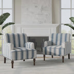 Lot de 2 fauteuils d'appoint traditionnels rembourrés à rayures pour le salon