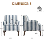 Lot de 2 fauteuils d'appoint traditionnels rembourrés à rayures pour le salon