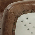 Fauteuil Rétro en Cuir pleine fleur Marron – Détails Aluminium et Clous