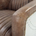 Fauteuil Rétro en Cuir pleine fleur Marron – Détails Aluminium et Clous