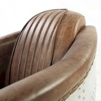 Fauteuil Rétro en Cuir pleine fleur Marron – Détails Aluminium et Clous
