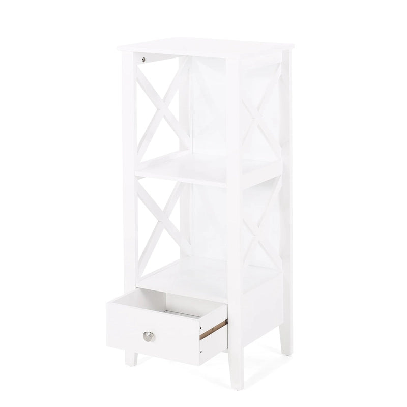 Meuble de rangement de salle de bain Loverin en bois manufacturé avec tiroir