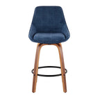 Lot de 2 tabourets de bar en velours côtelé – Pieds en noyer et repose-pieds rond noir