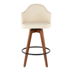 Tabouret de bar Mid-Century Modern – Structure en noyer, similicuir et clous décoratifs