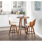 Tabouret de bar Mid-Century Modern – Structure en noyer, similicuir et clous décoratifs