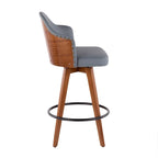 Tabouret de bar Mid-Century Modern – Structure en noyer, similicuir et clous décoratifs