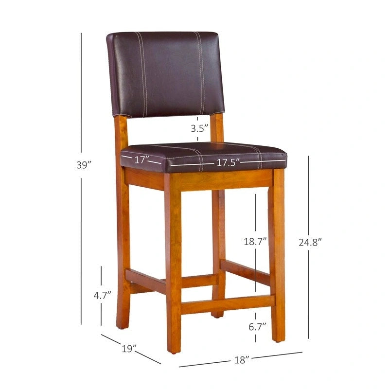 Tabouret de comptoir Linon Clover 24 pouces en similicuir marron foncé