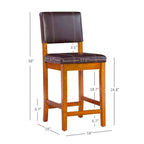 Tabouret de comptoir Linon Clover 24 pouces en similicuir marron foncé