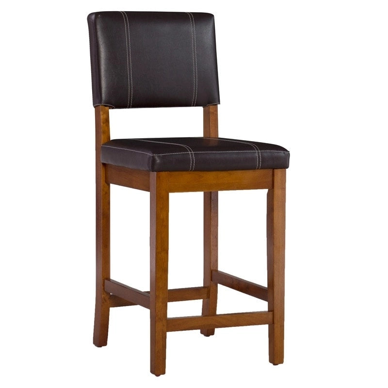 Tabouret de comptoir Linon Clover 24 pouces en similicuir marron foncé