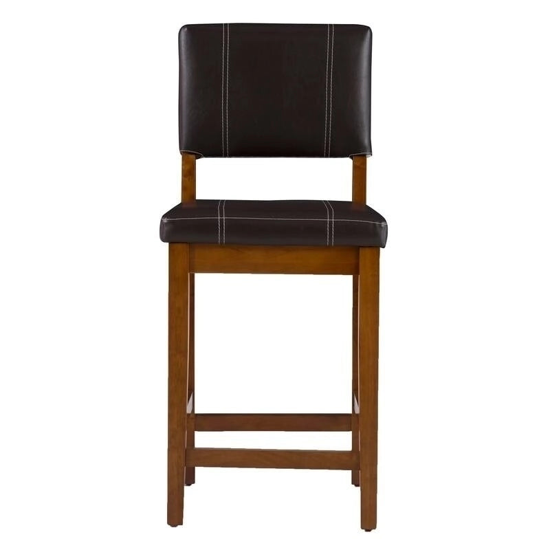Tabouret de comptoir Linon Clover 24 pouces en similicuir marron foncé
