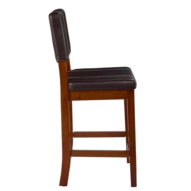 Tabouret de comptoir Linon Clover 24 pouces en similicuir marron foncé
