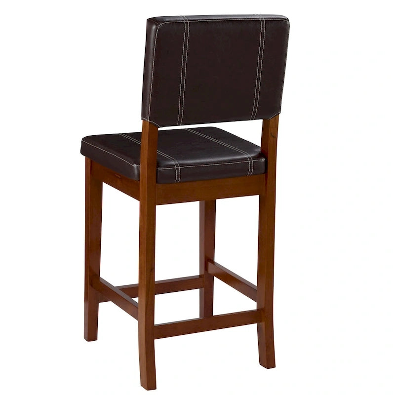 Tabouret de comptoir Linon Clover 24 pouces en similicuir marron foncé