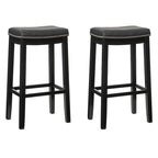Linon Willamette Backless Barstool with Faux Leather Seat (Set of 2)