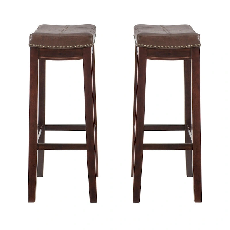 Tabouret de bar sans dossier Linon Willamette avec assise en similicuir (lot de 2)
