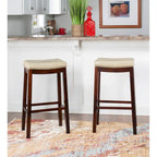 Tabouret de bar sans dossier Linon Willamette avec assise en similicuir (lot de 2)