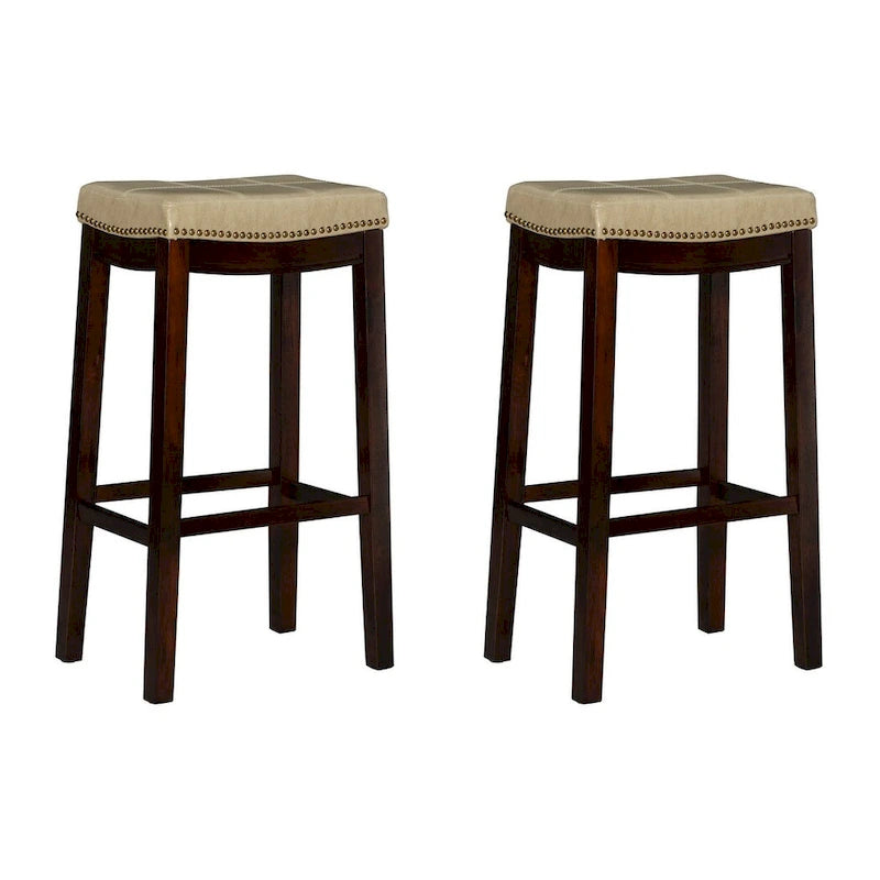 Tabouret de bar sans dossier Linon Willamette avec assise en similicuir (lot de 2)